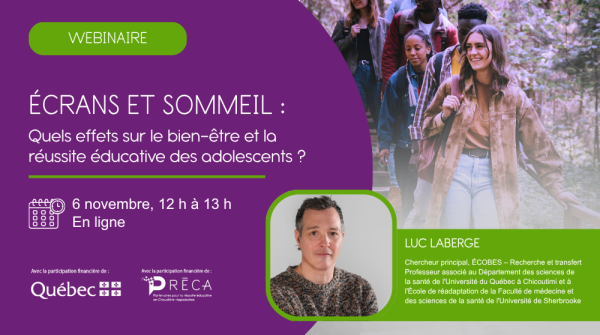 WEBINAIRE - Écrans et sommeil : quels effets sur le bien-être et la réussite éducative des adolescents ?