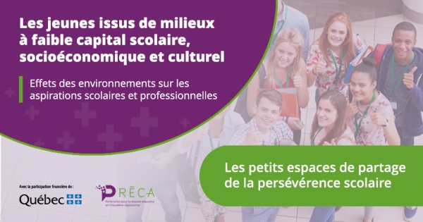 Document de présentation | Petit espace de la persévérance scolaire - Les jeunes issus de milieux à faible capital scolaire, socioéconomique et culturel - Effets des environnements sur les aspirations scolaires et professionnelles des jeunes