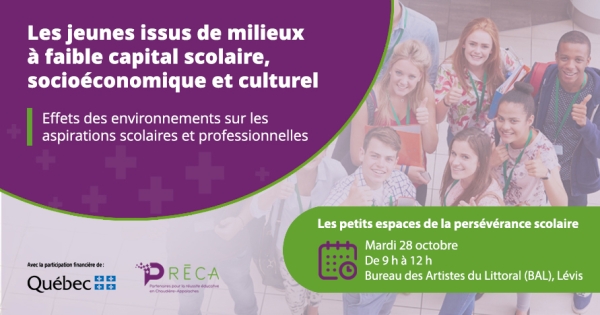 Document de présentation | Petit espace de la persévérance scolaire - Les jeunes issus de milieux à faible capital scolaire, socioéconomique et culturel - Effets des environnements sur les aspirations scolaires et professionnelles des jeunes