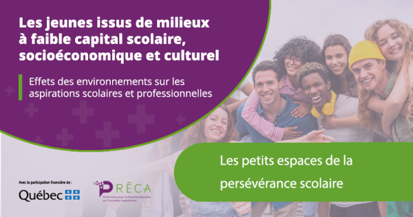 Document de présentation | Petit espace de la persévérance scolaire CSSCS | Les jeunes issus de milieux à faible capital scolaire, socioéconomique et culturel : Effets des environnements sur les aspirations scolaires et professionnelles