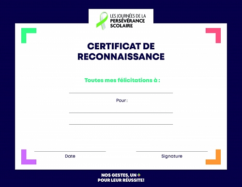 Certificat de reconnaissance - général - JPS